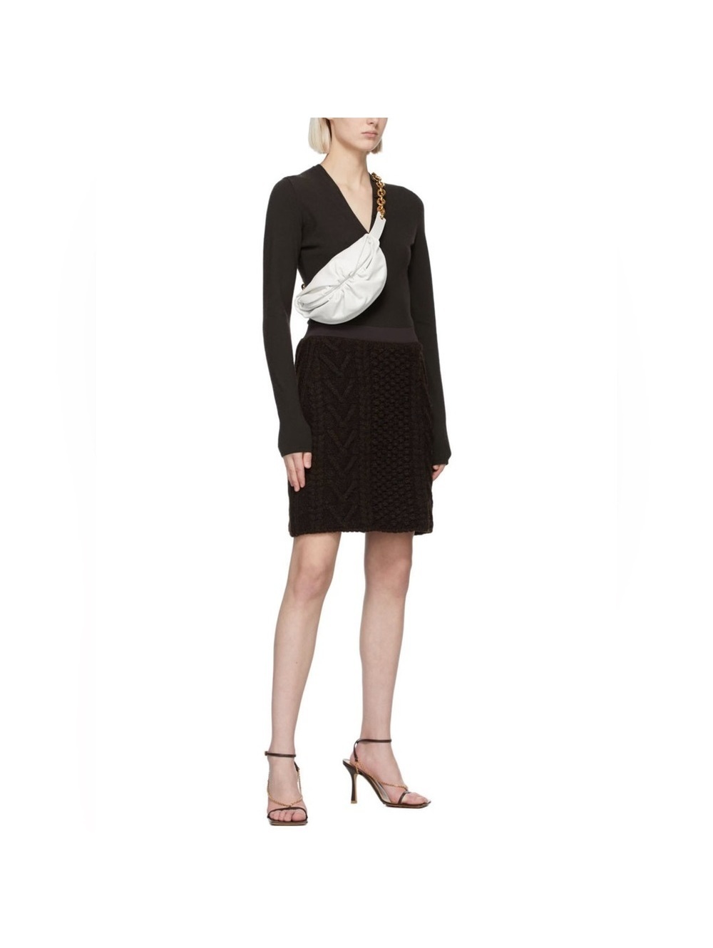 NEW Bottega Veneta Brown Wool Mini Skirt, Size Small New w/o Tag, Retail $990